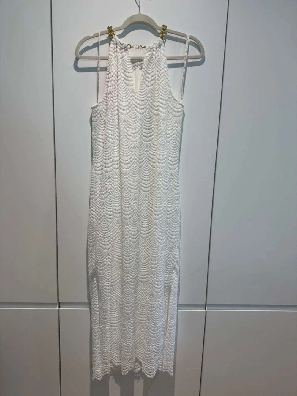 Lilly Pulitzer White Crochet Halter Midi Dress M
